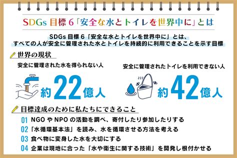 SDGs目標6「安全な水とトイレを世界中に」とは？現状と取り。